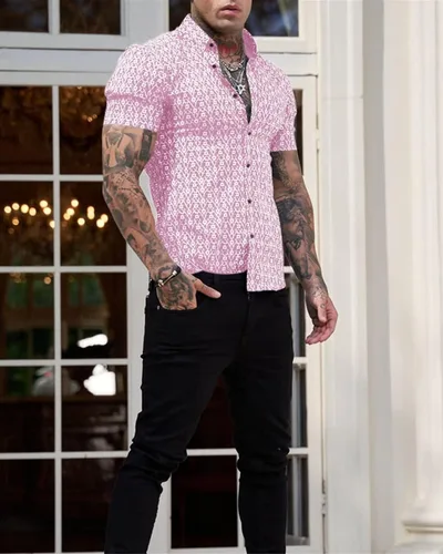 Vista 3 de Camisas de vestir cómodas y flexibles para hombre, de manga corta, atléticas, con botones