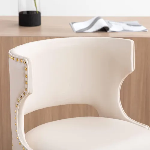 Vista 9 de ROCITY Juego de 4 taburetes de bar color beige, taburetes de bar giratorios de altura de mostrador con respaldo ajustable, modernas sillas de bar