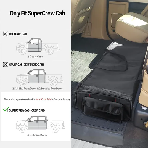 Vista 2 de samdew Bolsa de Almacenamiento Debajo del Asiento Compatible con Cabina SuperCrew, Organizador de Camión Debajo del Asiento con 4 Divisores