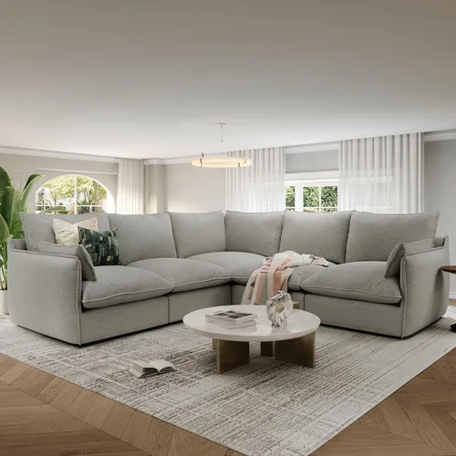 Vista 24 de Sofás modulares de 69.2 pulgadas para sala de estar, respaldo alto impermeable, sofá modular con relleno de plumón, sofá biplaza convertible