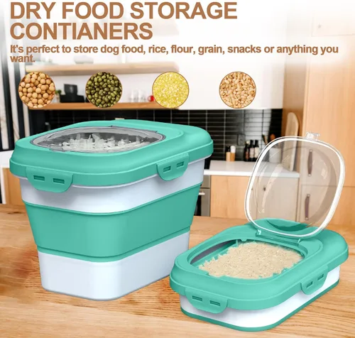 Vista 7 de TIOVERY Contenedor de Almacenamiento de Comida para Perros, Contenedores Plegables de Comida para Perros y Gatos de 10lb a 13lb con Tapa Abatible