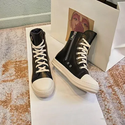Vista 4 de IMPREMEY Zapatos deportivos de piel sintética con cordones para mujer, con suela gruesa y cremallera, zapatos de moda para caminar