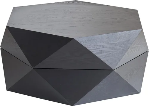 Vista 9 de Mesa de centro de almacenamiento de 36.61 pulgadas, moderna mesa de centro de madera rústica con chapa de madera maciza, mesa de té grande y única