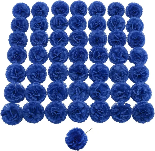 Vista 16 de Flor de clavel artificial, 50 piezas de clavel de seda negra a granel con Negro