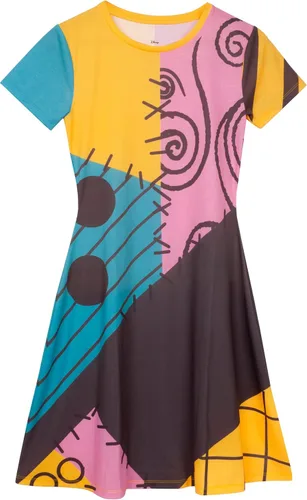 Vista 3 de Disney Nightmare Before Christmas Sally Women's Short Sleeve Costume Dress