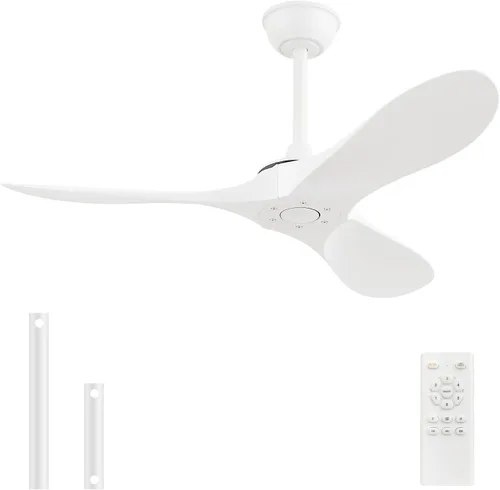 Vista 14 de Ventilador de techo de 52 pulgadas sin luz, ventilador de techo para exteriores con control remoto, 3 cuchillas de plástico con gran flujo de aire