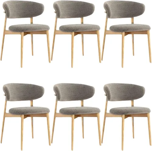 Vista 17 de YVYKFZD Juego de sillas de comedor, sillas de cocina de madera maciza, silla de comedor tapizada con respaldo curvo, silla de sala de estar sin Gris