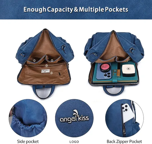 Vista 31 de Bolsos mochila monedero de piel sintética para mujer, bolsas con zíper, mochilas de hombro casuales