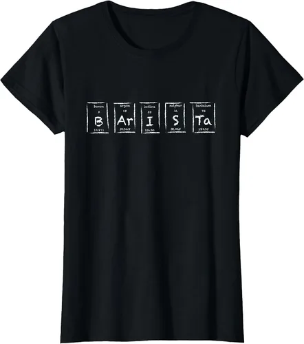 Vista 45 de Barista Espresso Latte Cappuccino Coffee Periodic Table T-Shirt Asphalt Grey