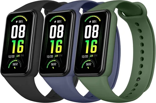 Vista 11 de Amzpas Bandas de TPU para Amazfit Band 7 Fitness & Health Tracker, paquete de 3 pulseras suaves y transpirables, correa deportiva de repuesto