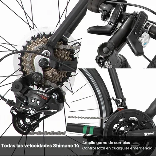 Vista 5 de HILAND 700C Bicicleta de carretera para adultos, bicicleta de carreras de Negro