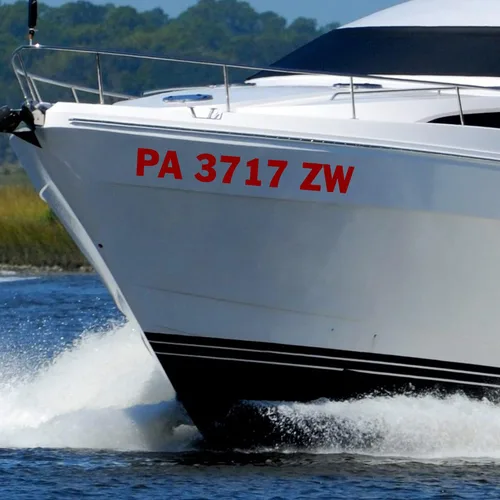 Vista 3 de VWAQ Juego de 2 calcomanías personalizadas para barco, números y letras de registro - CVD6 (verde lima)