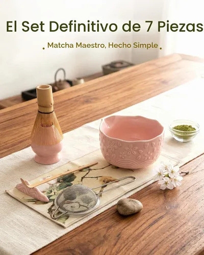 Vista 2 de SIMPLETaste Juego de batidor Matcha para amantes de las machas (rosa)
