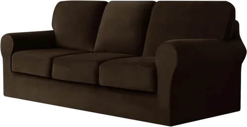Vista 85 de UNBBRRL Fundas de sofá de 3 piezas para sofá, funda de terciopelo elástico para sillón con 1 funda de cojín de asiento y 1 funda de respaldo