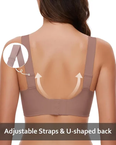 Vista 2 de WOWENY Wireless Minimizer Bras for Women V Neck Comfortable Adjustable Full Coverage Padded Bralettes Smoothing Bra