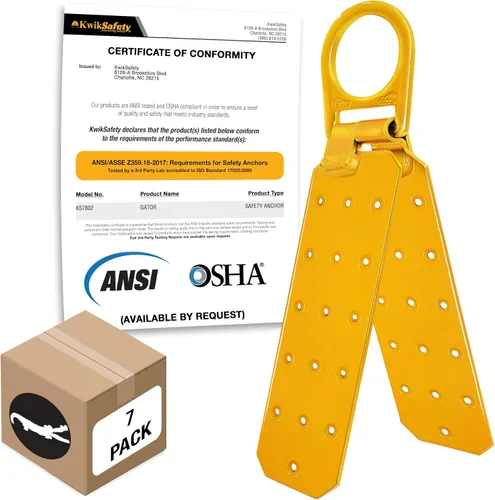 Vista 10 de KwikSafety - Charlotte, NC - GATOR [COMBO] Anclaje de techo reutilizable temporal + conjunto de cuerda de línea de vida vertical de 50 pies, probado