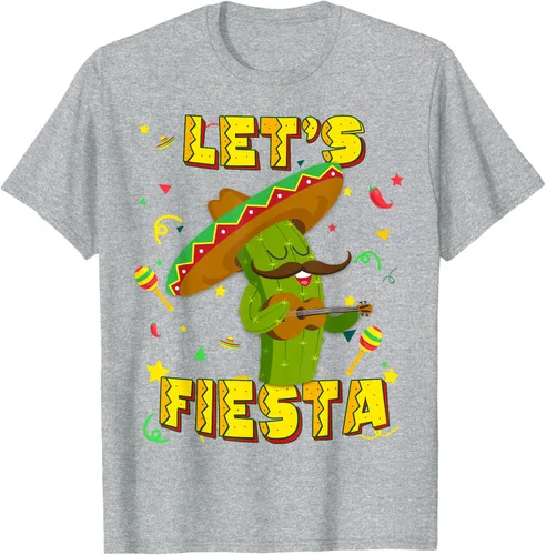 Vista 43 de Cinco De Mayo - Camiseta de regalo con sombrero de cactus Let's Fiesta, Negro, S