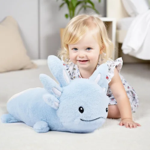 Vista 2 de Niuniu Daddy Animales de peluche con peso de ajolote azul de 24 pulgadas 5 libras para niños, adultos, niñas, niños, juguete de peluche gigante