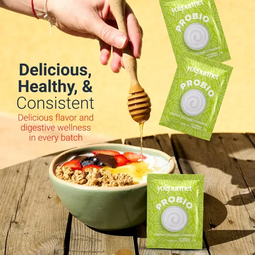 Vista 5 de Yogourmet Iniciador de Yogur con Probióticos (Paquete de 12, Versión a Granel) - Haz Yogur en Casa - Fermento para Cultivo - Todo Natural, Sin