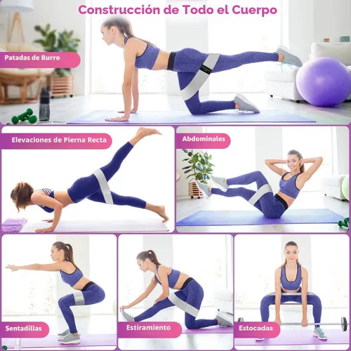 Vista 5 de Renoj Resistance Bands for Working Out: 3-Set Professional Exercise Bands for Pilates, Yoga, Home Gym, Booty, Leg Training Heavy/Medium/Light