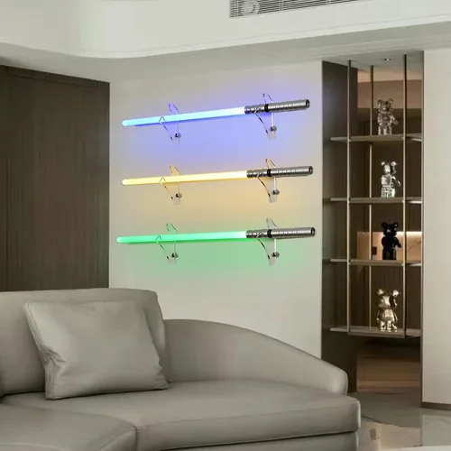 Vista 3 de WANLIAN Estante para sables de luz, estante para sables de luz montado en la pared, adecuado para espadas, 1 par de sables de luz (transparente)