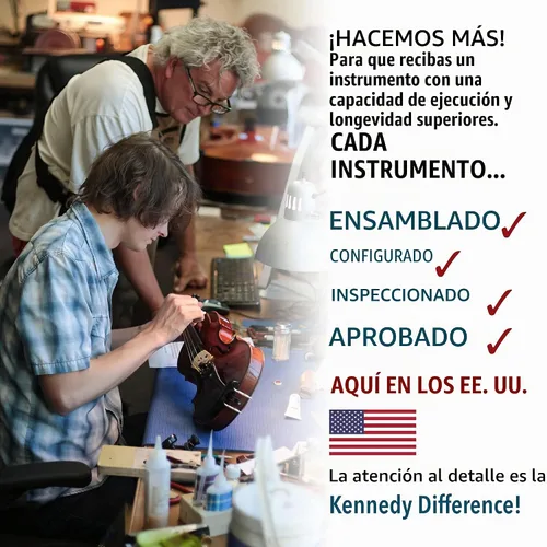 Vista 8 de Violín Bunnel G1 de tamaño 1/2 con estuche de transporte y accesorios incluidos - Madera maciza de arce y accesorios de ébano de Kennedy Violins
