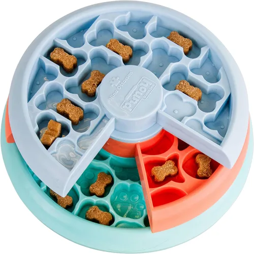 Vista 12 de Outward Hound Nina Ottosson Lick N' Flip 3-in-1 Dog Toy Treat Puzzle, 7.4" Lick N' Flip Treat (morado)