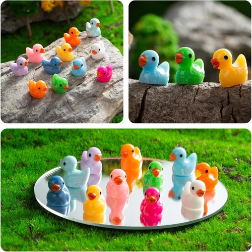 Vista 6 de WEHOO 220 Piezas Figuras Miniatura de Pato de Resina, Adornos en Miniatura para Jardín de Hadas, Paisaje en Miniatura, Acuario, Juego de Ocultación