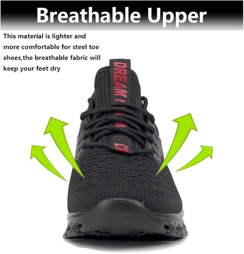Vista 4 de Steel Toe Shoes for Men Women Safety Work Shoes Comfortable Steel Toe Sneakers Puncture Proof Slip on Safety Shoes for Industrial,Coustruction