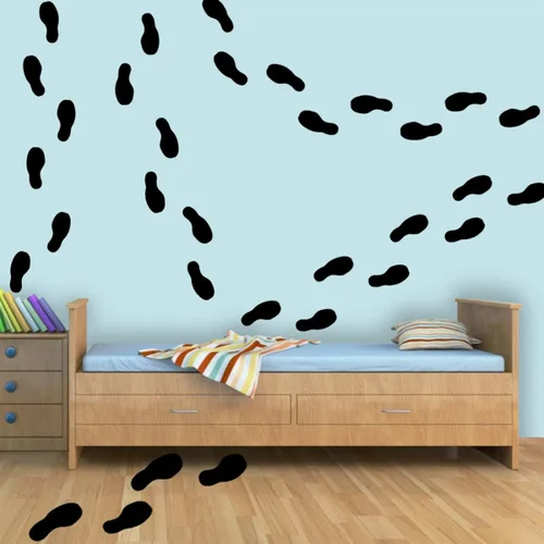 Vista 2 de VWAQ Calcomanías de vinilo con estampado de zapatos, calcomanías de piso o pared para despegar y pegar, 32 unidades (negro)