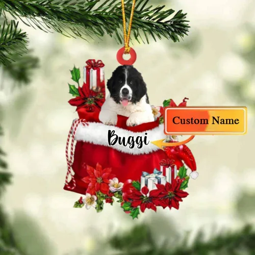 Vista 198 de Perro Akita Inu personalizado en bolsa de regalo, adorno de Navidad, nombre personalizado, regalo para amantes de los perros, familia, Navidad