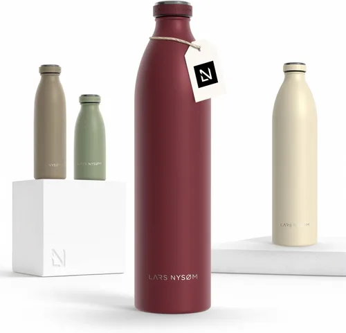 Vista 111 de LARS NYSØM Botella de agua aislada de acero inoxidable de 12 onzas, 17 onzas, 25 onzas, 34 onzas, 51 onzas, frasco térmico aislado para bebidas