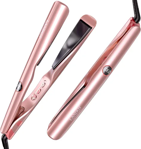 Vista 10 de LANDOT Plancha para el cabello y rizador 2 en 1: crea ondas de salón, rizos y estilos lisos en casa Placas flotantes, anti-frizz y sin enredos
