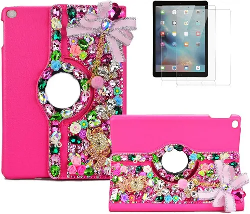 Vista 27 de Bling - Funda compatible con Samsung Galaxy Tab A7 10.4 (2022) - Elegante - 3D hecha a mano con mariposa de cristal giratoria de 360 grados