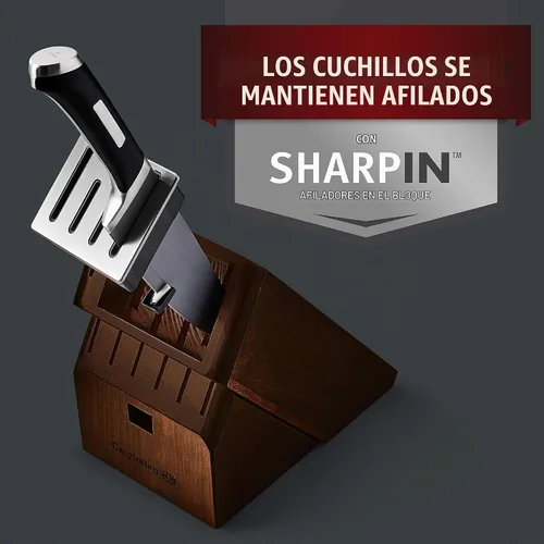 Vista 4 de Calphalon Juego de cuchillos de cocina con bloque autoafilable, cuchillos antiadherentes de 13 piezas