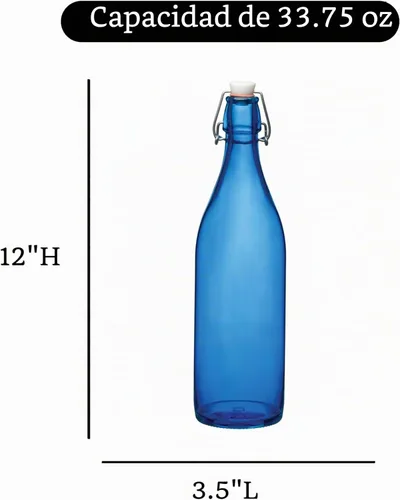 Vista 2 de Bormioli Rocco Giara Botella de bebida con tapa de abrazadera, 33.75 onzas, recipiente de vidrio a prueba de fugas para jugos y aderezos caseros
