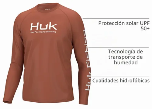 Vista 3 de HUK Camiseta de pesca de manga larga ventilada Pursuit para hombre (+30 UPF)