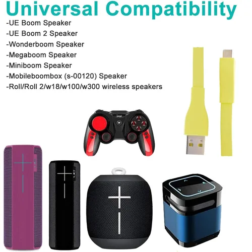Vista 6 de Cargador de altavoz micro USB UE Boom, cable de carga rápida, repuesto compatible con Logitech UE Boom Boom 2 Boom 3 Ultimate Ears Wonderboom