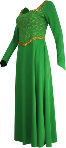 Vista 4 de Adult Fiona Costume Dress Cosplay Princess Dress for Women Long Sleeve Gown Halloween with Headgear
