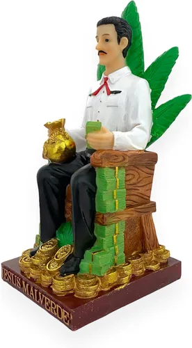 Vista 3 de GCK Estatua de 10 pulgadas Busto de Jesús Malverde Sinaloa Figura México Imagen Estatua
