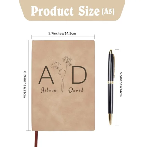 Vista 7 de Personalized Notebook - Personalized Journal Leather with Pen, Personalized Journals For Women, Customizable Notebook, Custom Journal, Personalized
