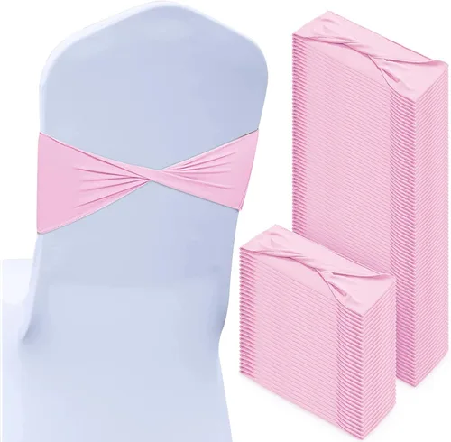 Vista 14 de CHENGU 100 bandas de elastano para silla, con lazo liso, para bodas, sin hebilla, decoraciones de cumpleaños, lazos elásticos, bandas deslizantes