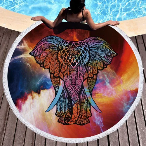 Vista 10 de Violet Mist Toalla de playa redonda de piña colorida con mandala, manta de playa de 60 pulgadas, manta de microfibra extra grande para piscina