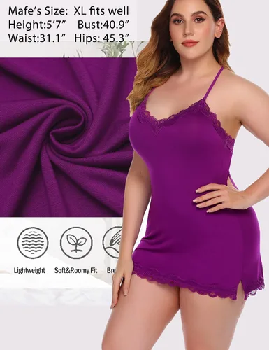 Vista 5 de Avidlove Lencería sexy para mujer, ropa de dormir, camisón, babydoll, lencería de algodón