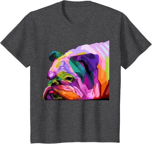 Vista 29 de Camiseta de retrato pop artístico de bulldog británico inglés para dueños de perros, Negro, S