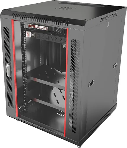 Vista 18 de Sysracks Gabinete para rack de servidor de montaje en pared 6U, rack de red de bloqueo de 19 pulgadas, 24 pulgadas de profundidad, puerta de vidrio