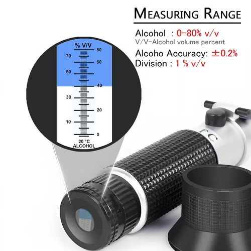 Vista 3 de Refractómetro de alcohol manual, V·RESOURCING 0~80% medidor de contenido de alcohol, herramienta para licores destilados de etanol con agua como