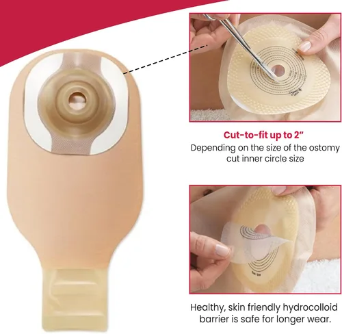 Vista 4 de Premier Ostomy Pouch Drenable hasta 1.5" Stoma 12"L 1pc Sistema Beige 8918, 5 Ct
