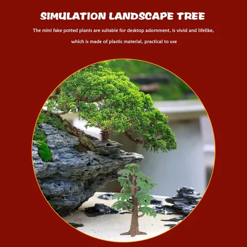 Vista 6 de Kisangel Juguete de árbol de paisaje, mini modelo de ciprés de pino, árbol simulado de 9.44 pulgadas para niños, decoración de oficina en el hogar
