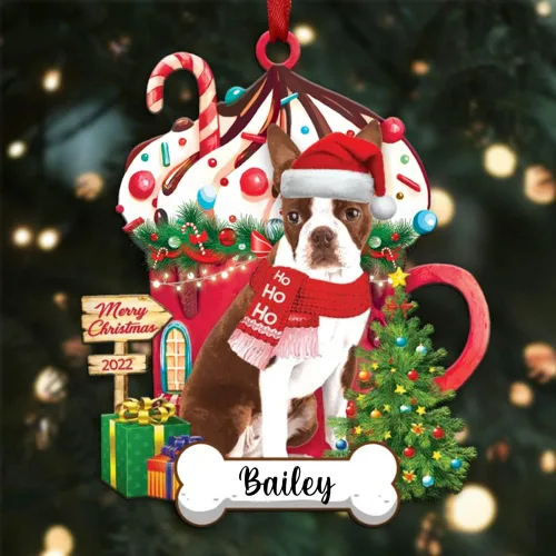Vista 43 de Amantes de los perros de Navidad – Navidad de perros disponibles para muchos perros Shi Tzu – Adorno con forma personalizada, adorno de Navidad